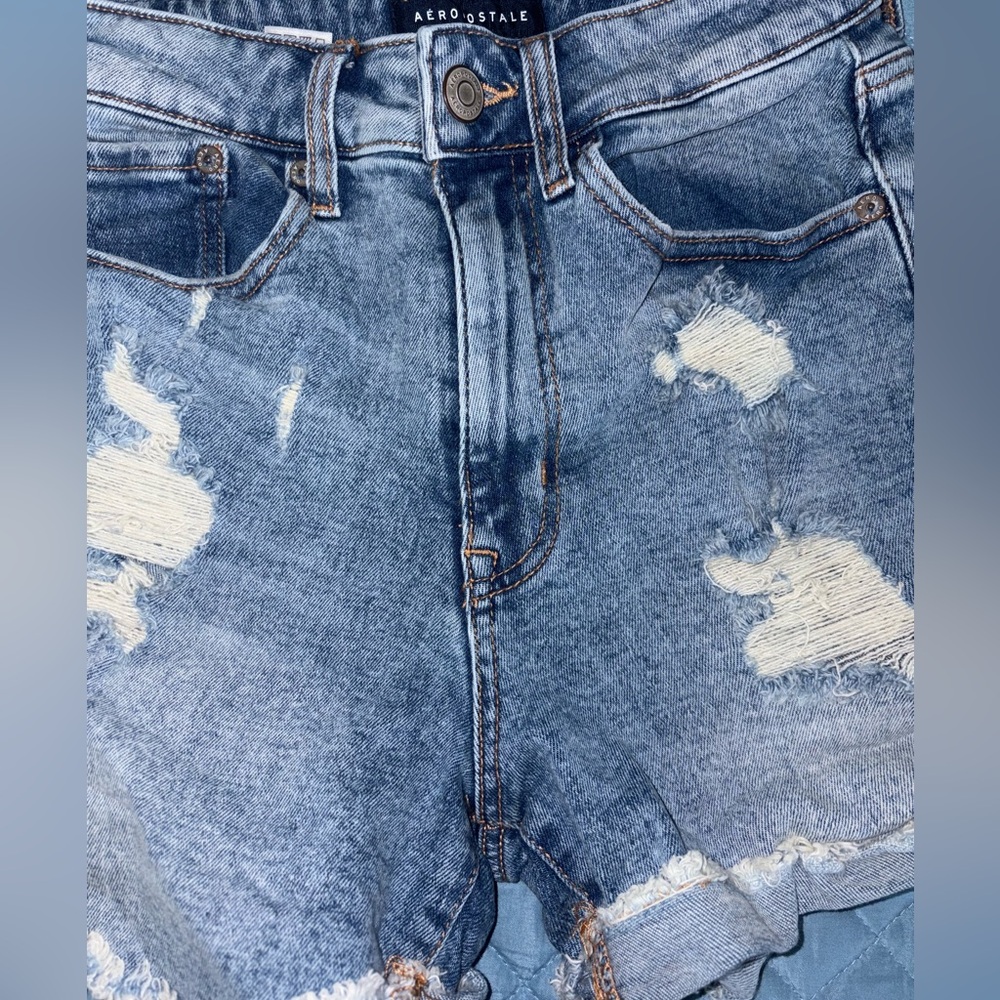 Aeropostale Curvy Mom High-Rise Distressed‎ Denim Shorts  Women’s Size 0 - Picture 6 of 7